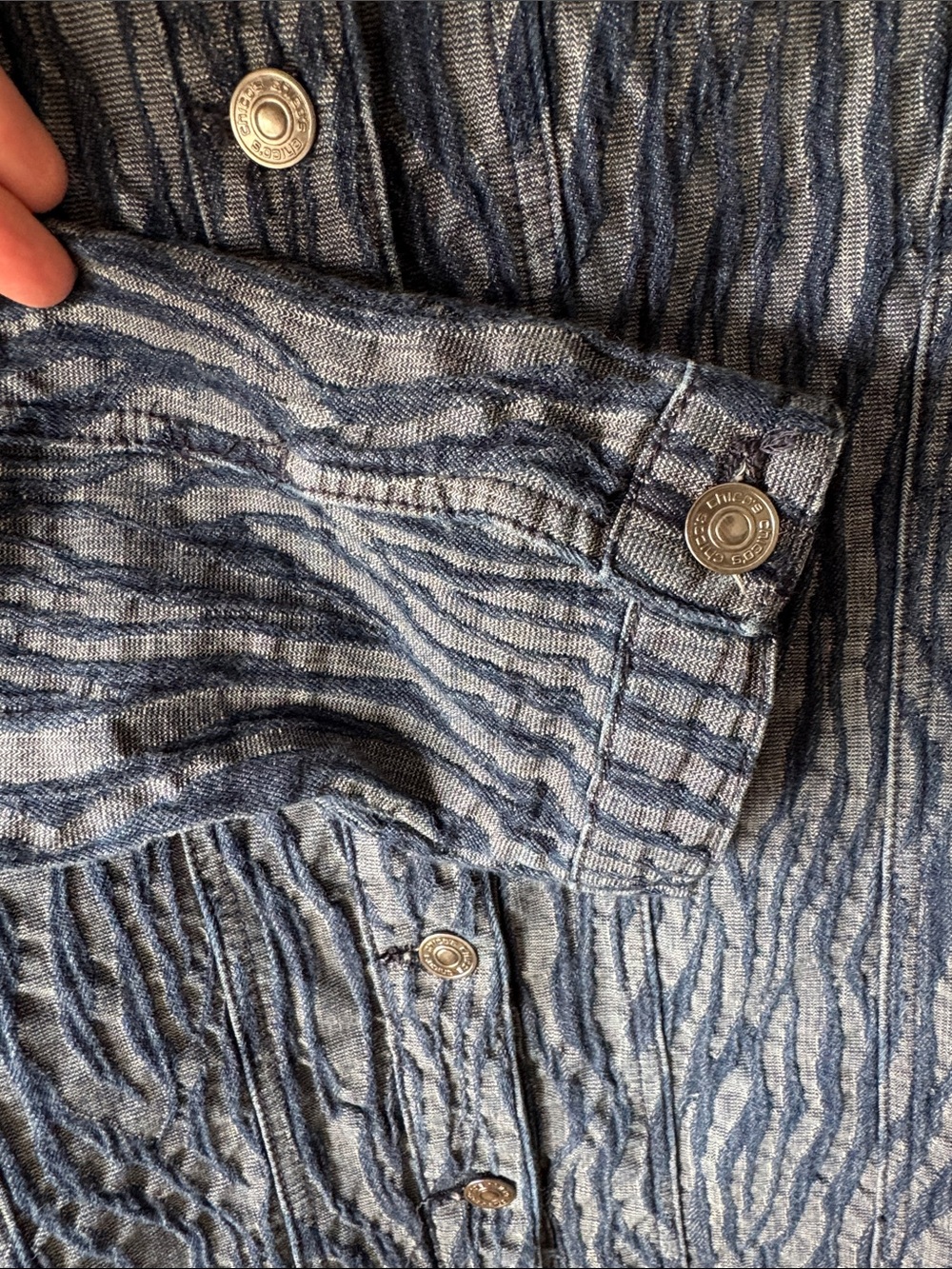 Chico's Blue Patterned Button-Up Jacket - Picture 6 of 12